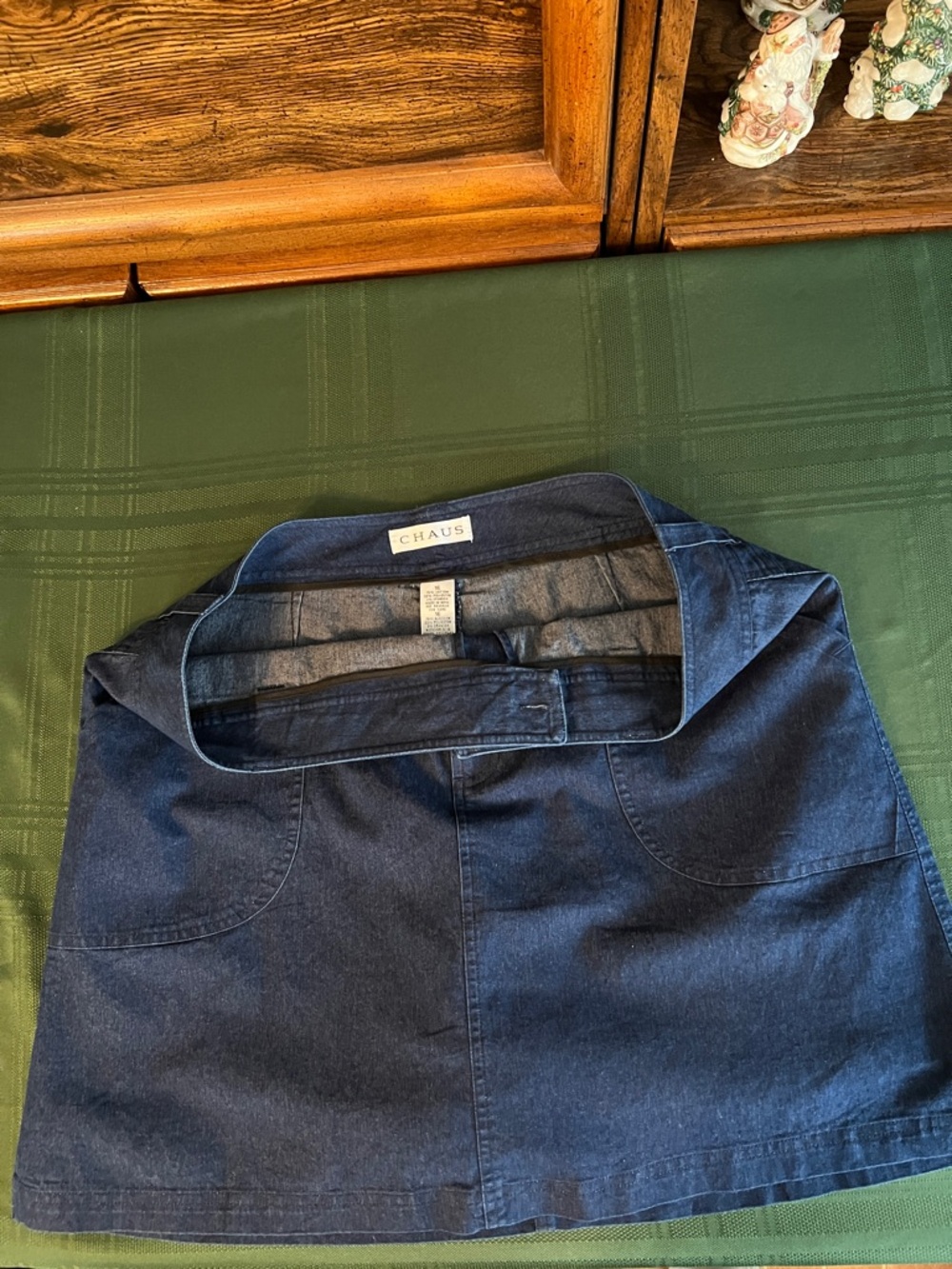 Chaus Navy Blue Denim A-Line Mini Skirt
